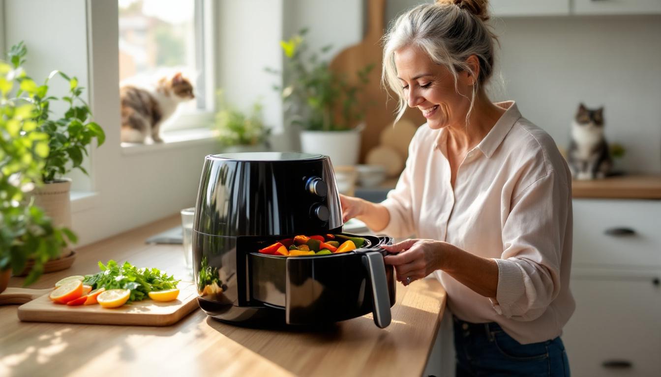 scopri la friggitrice ad aria, il miglior contenitore per cucinare in modo sano senza utilizzare carta stagnola né stampi, per piatti gustosi e leggeri.
